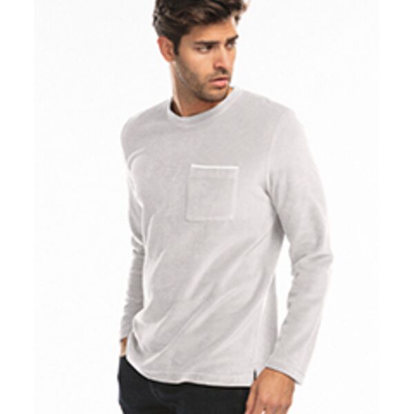 Unisex USA Made Velour Long-Sleeve Pocket T-Shirt Thumbnail